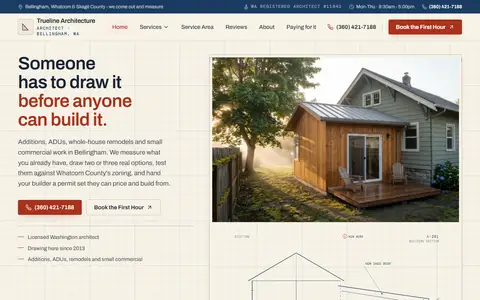Architect website example - Trueline Architecture demo site, home page