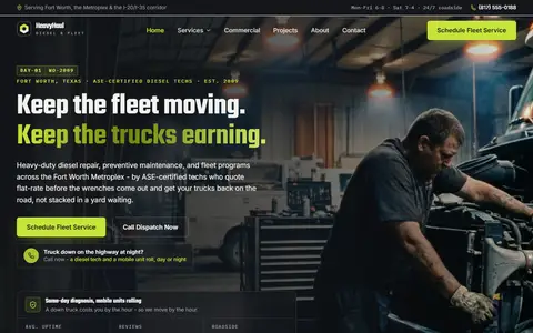 Diesel & Fleet Repair website example - HeavyHaul Diesel & Fleet demo site, home page