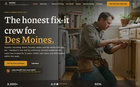 Handyman Services website example - Anchor Handyman Co. demo site, home page