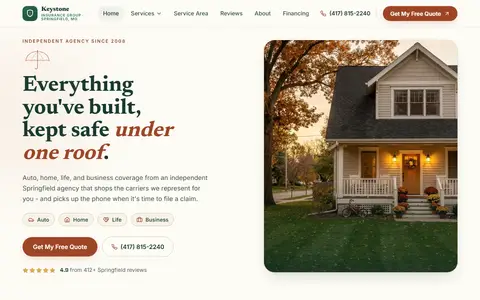 Insurance website example - Keystone Insurance Group demo site, home page