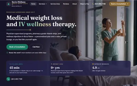 Medical Weight-Loss & IV Therapy website example - Revive Wellness & IV Lounge demo site, home page