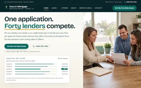 Mortgage website example - Beacon Mortgage Group demo site, home page