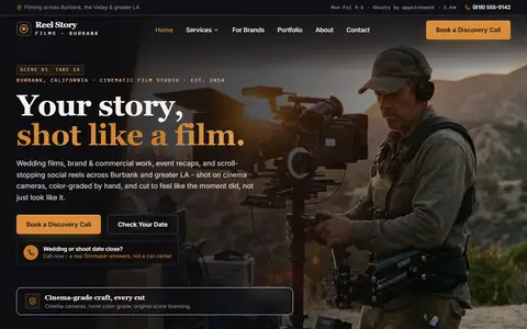 Videography & Films website example - Reel Story Films demo site, home page
