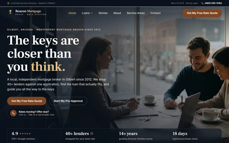 Mortgage website example - Beacon Mortgage Group home page
