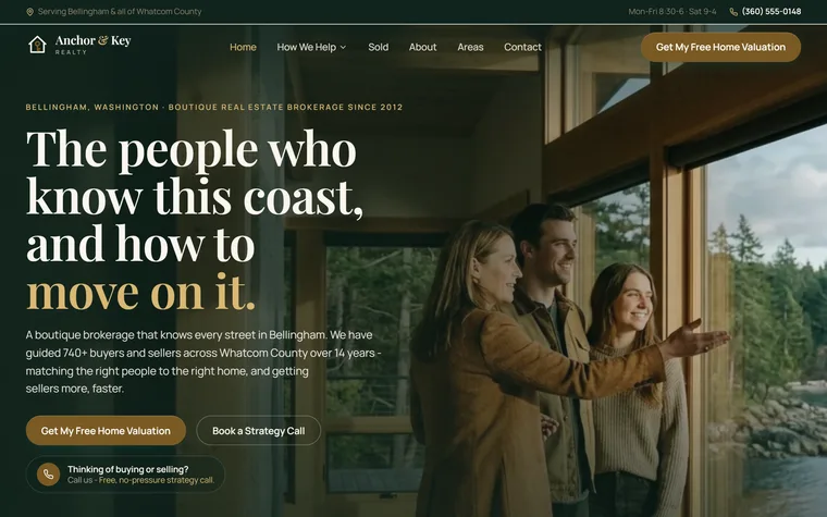 Real Estate website example - Anchor & Key Realty home page