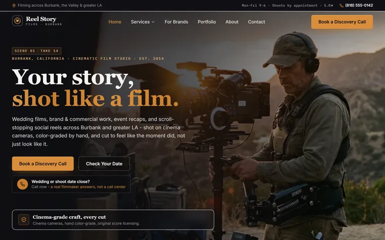 Videography & Films website example - Reel Story Films home page